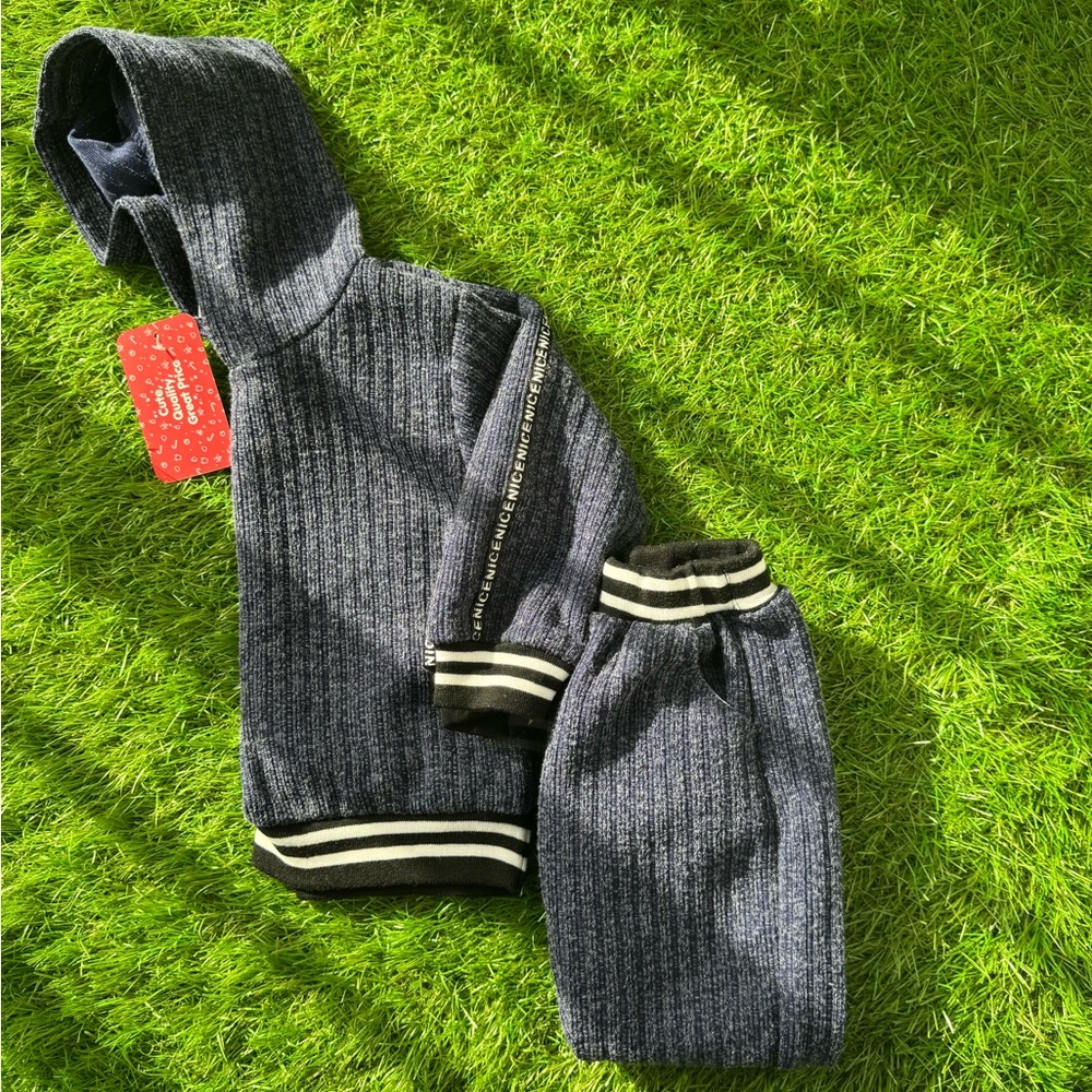 PatPat Dark Blue Stripped Kids Matching Set